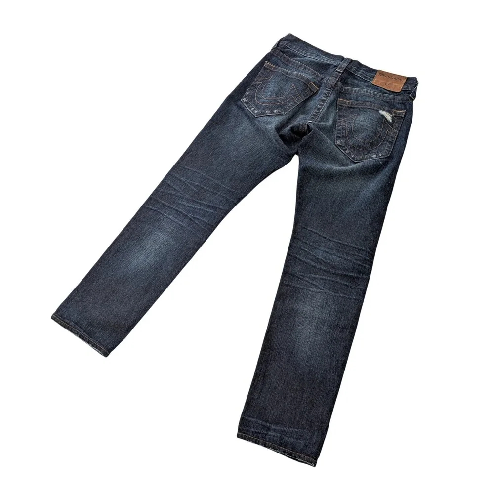 True Religion‎ Rocco Relaxed Skinny Distressed Dark Wash Denim Jeans Mens 28 USA